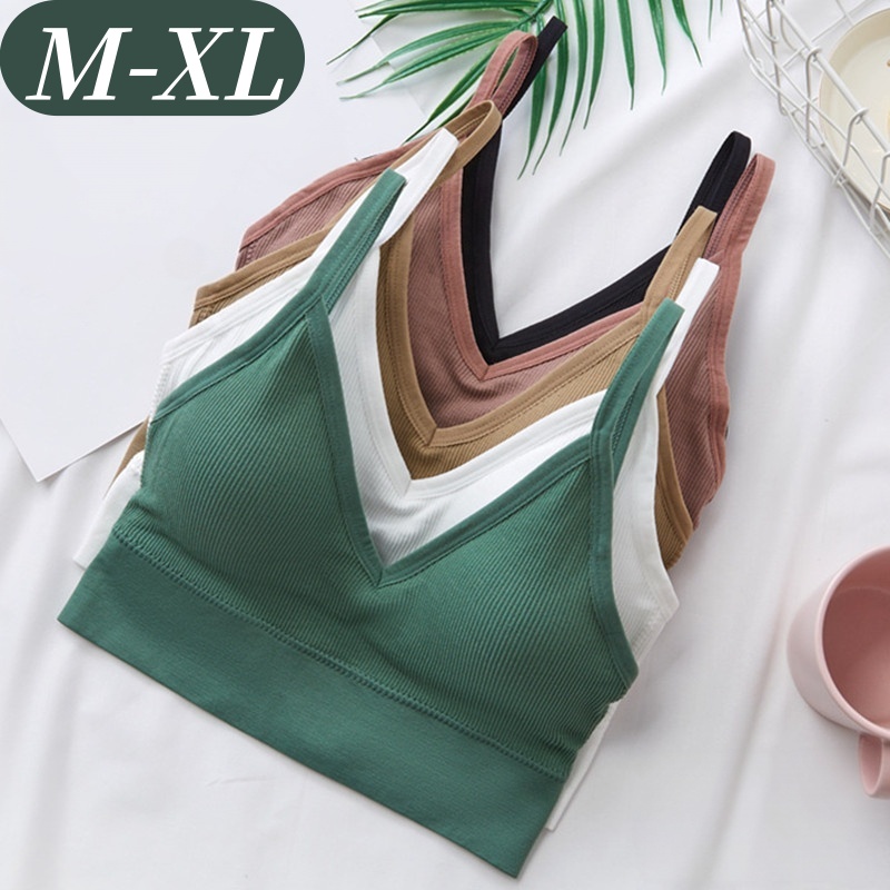 T Shirt Bra Seamless - Женский укороченный топ-бюстье в рубчик с